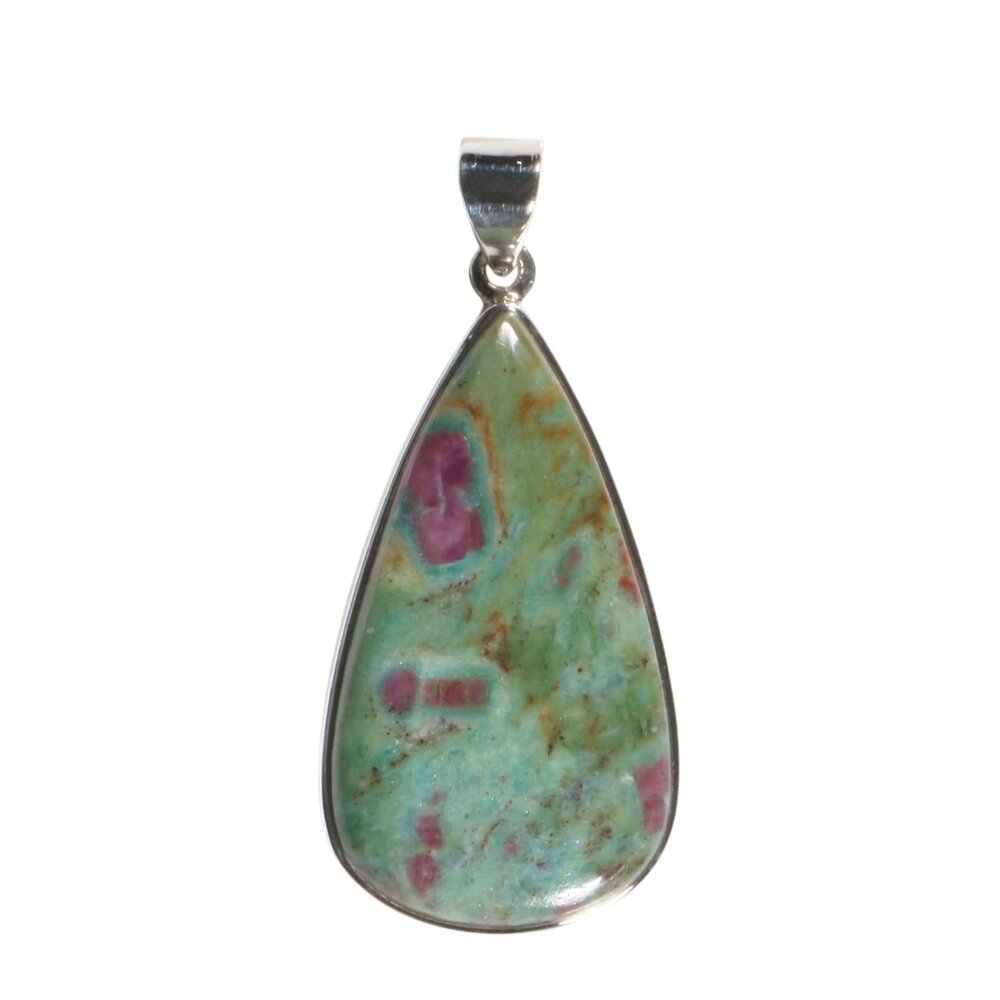 Zilveren hanger robijn in fuchsiet | druppel 3,8 x 2,1 cm Zilveren hanger robijn in fuchsiet | druppel 3,8 x 2,1 cm