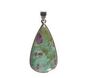 Zilveren hanger robijn in fuchsiet | druppel 3,8 x 2,1 cm Zilveren hanger robijn in fuchsiet | druppel 3,8 x 2,1 cm