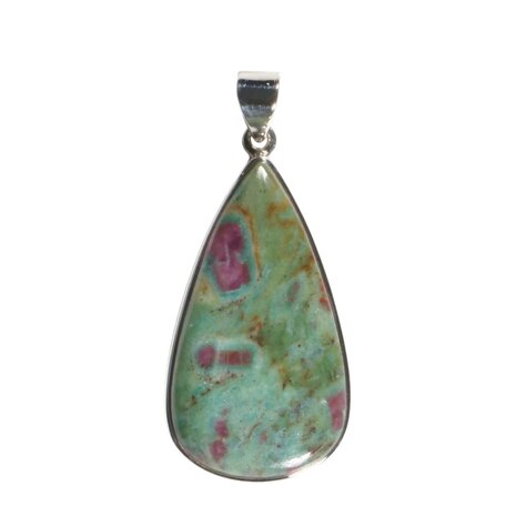 Zilveren hanger robijn in fuchsiet | druppel 3,8 x 2,1 cm Zilveren hanger robijn in fuchsiet | druppel 3,8 x 2,1 cm