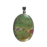 Zilveren hanger robijn in fuchsiet | ovaal 3,7 x 2,7 cm Zilveren hanger robijn in fuchsiet | ovaal 3,7 x 2,7 cm