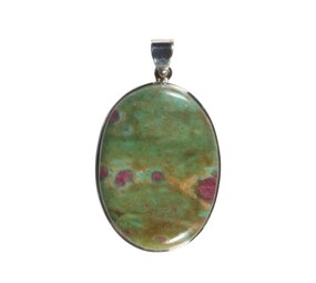 Zilveren hanger robijn in fuchsiet | ovaal 3,7 x 2,7 cm Zilveren hanger robijn in fuchsiet | ovaal 3,7 x 2,7 cm