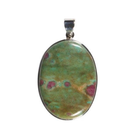 Zilveren hanger robijn in fuchsiet | ovaal 3,7 x 2,7 cm Zilveren hanger robijn in fuchsiet | ovaal 3,7 x 2,7 cm