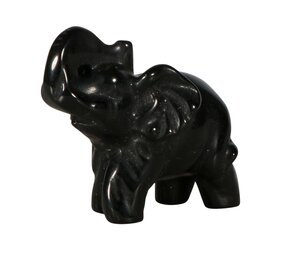 Obsidiaan (zwart) olifant 6 x 4 x 2,2 cm Obsidiaan (zwart) olifant 6 x 4 x 2,2 cm