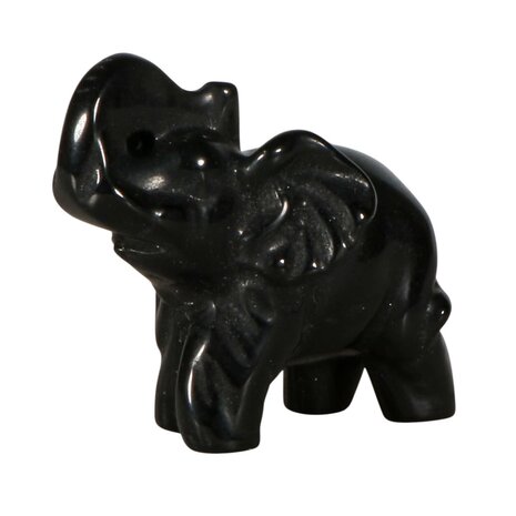 Obsidiaan (zwart) olifant 6 x 4 x 2,2 cm Obsidiaan (zwart) olifant 6 x 4 x 2,2 cm