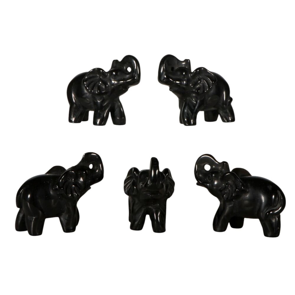 Obsidiaan (zwart) olifant 6 x 4 x 2,2 cm Obsidiaan (zwart) olifant 6 x 4 x 2,2 cm