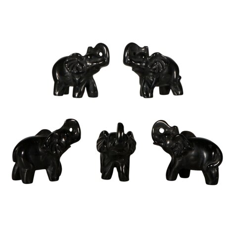 Obsidiaan (zwart) olifant 6 x 4 x 2,2 cm Obsidiaan (zwart) olifant 6 x 4 x 2,2 cm