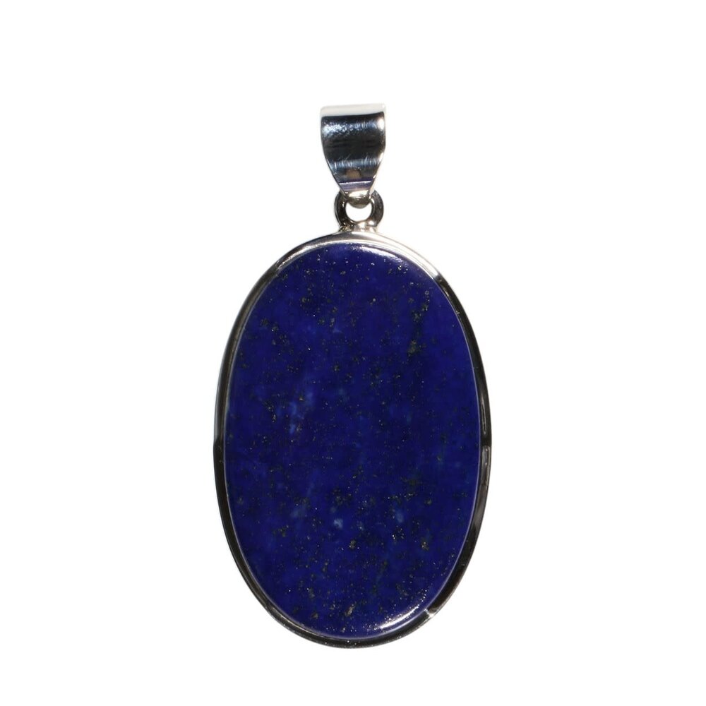Zilveren hanger lapis lazuli | ovaal 3,5 x 2,2 cm