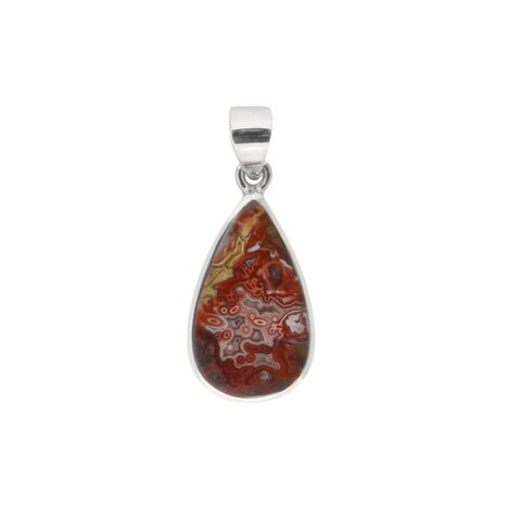 Zilveren hanger agaat (kant) | druppel 2,4 x 1,4 cm