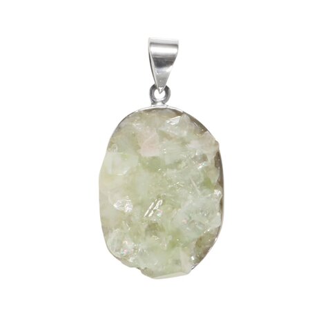 Zilveren hanger apofylliet | ovaal cluster gezet 3,1 x 2,3 cm Zilveren hanger apofylliet | ovaal cluster gezet 3,1 x 2,3 cm