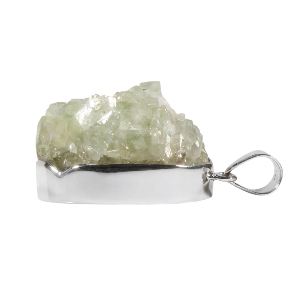 Zilveren hanger apofylliet | ovaal cluster gezet 3,1 x 2,3 cm Zilveren hanger apofylliet | ovaal cluster gezet 3,1 x 2,3 cm