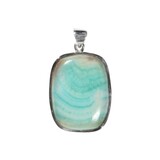 Zilveren hanger aragoniet (blauw) | rechthoek 2,9 x 2,2 cm