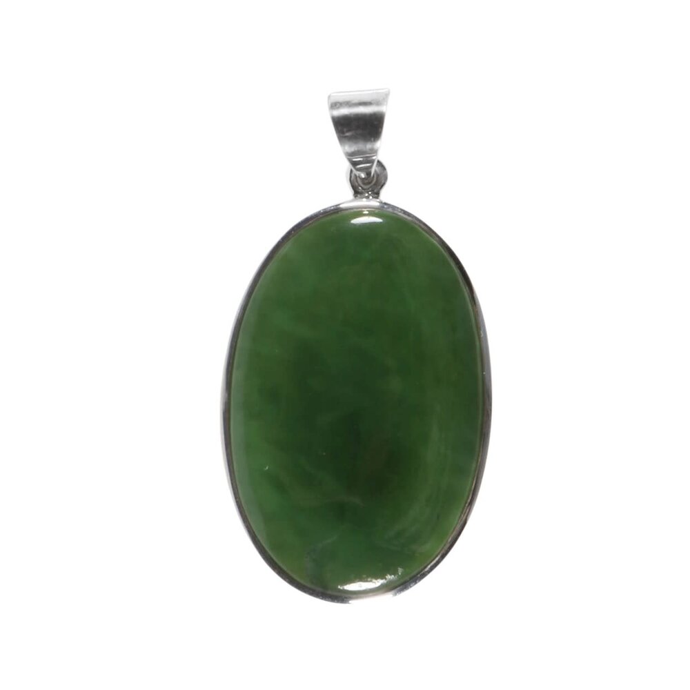 Zilveren hanger jade | ovaal 3,6 x 2,4 cm