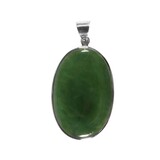 Zilveren hanger jade | ovaal 3,7 x 2,3 cm Zilveren hanger jade | ovaal 3,7 x 2,3 cm