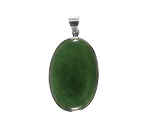 Zilveren hanger jade | ovaal 3,6 x 2,4 cm