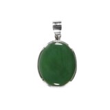 Zilveren hanger jade | ovaal 2,4 x 1,9 cm Zilveren hanger jade | ovaal 2,4 x 1,9 cm