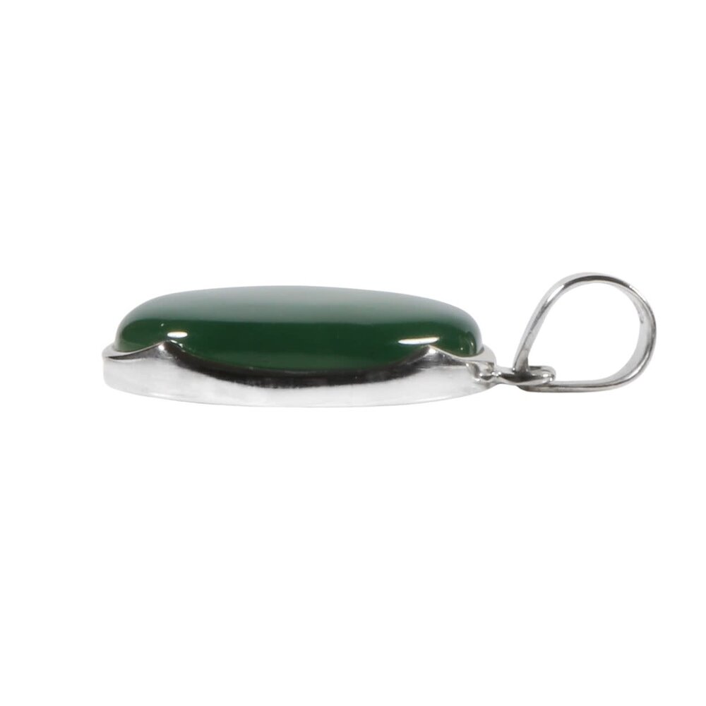 Zilveren hanger jade | ovaal 2,4 x 1,9 cm Zilveren hanger jade | ovaal 2,4 x 1,9 cm