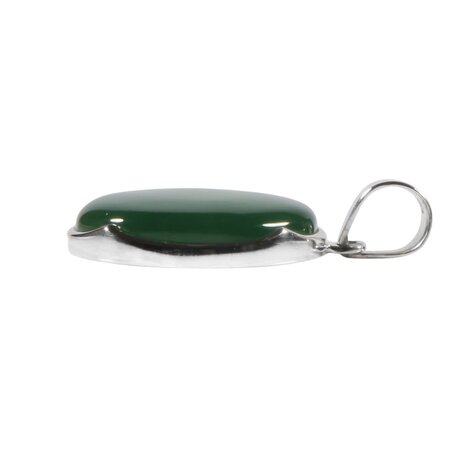 Zilveren hanger jade | ovaal 2,4 x 1,9 cm Zilveren hanger jade | ovaal 2,4 x 1,9 cm