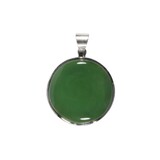 Zilveren hanger jade | rond 2,7 cm Zilveren hanger jade | rond 2,7 cm