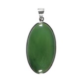 Zilveren hanger jade | ovaal  3,9 x 2,2 cm Zilveren hanger jade | ovaal  3,9 x 2,2 cm