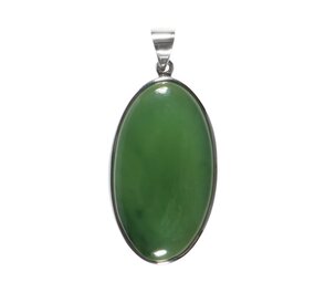Zilveren hanger jade | ovaal  3,9 x 2,2 cm Zilveren hanger jade | ovaal  3,9 x 2,2 cm