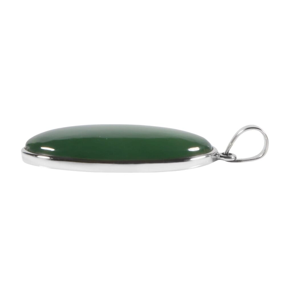 Zilveren hanger jade | ovaal  3,9 x 2,2 cm Zilveren hanger jade | ovaal  3,9 x 2,2 cm