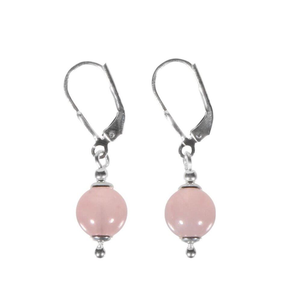 Zilveren oorbellen rozenkwarts rond 8 mm Zilveren oorbellen rozenkwarts rond 8 mm
