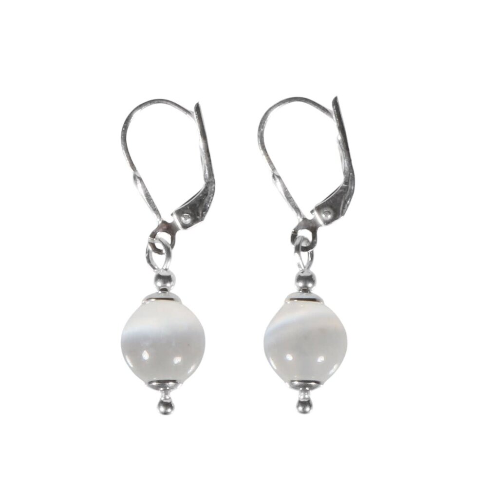 Zilveren oorbellen seleniet rond 8 mm Zilveren oorbellen seleniet rond 8 mm
