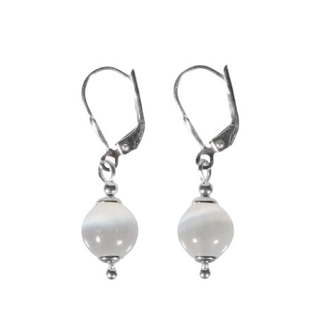 Zilveren oorbellen seleniet rond 8 mm Zilveren oorbellen seleniet rond 8 mm