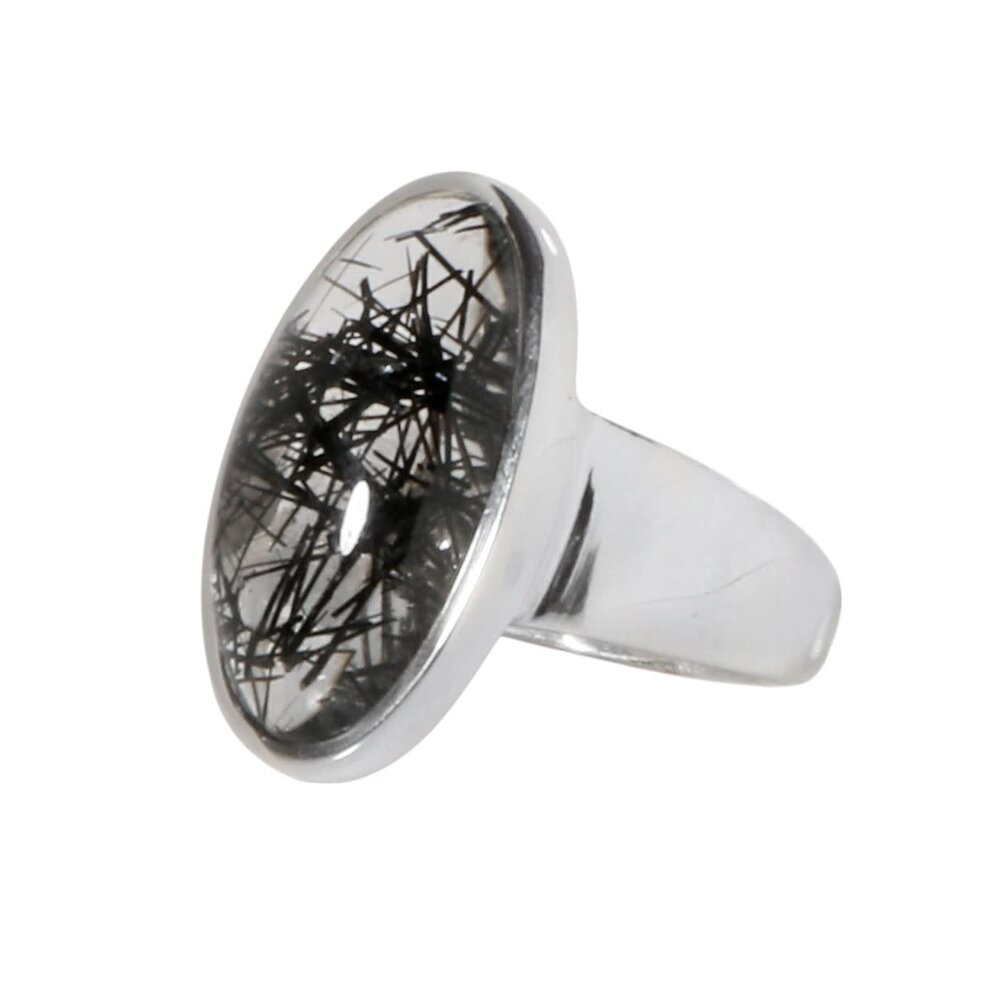 Zilveren ring toermalijnkwarts maat 16 1/2 | ovaal 2 x 1,2 cm Zilveren ring toermalijnkwarts maat 16 1/2 | ovaal 2 x 1,2 cm
