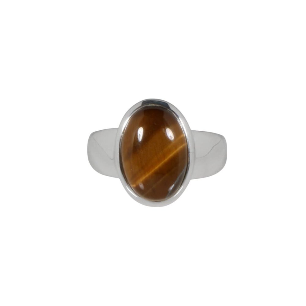 Zilveren ring tijgeroog maat 17 1/2 | ovaal 1,3 x 0,9 cm Zilveren ring tijgeroog maat 17 1/2 | ovaal 1,3 x 0,9 cm