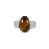 Zilveren ring tijgeroog maat 17 1/2 | ovaal 1,3 x 0,9 cm Zilveren ring tijgeroog maat 17 1/2 | ovaal 1,3 x 0,9 cm
