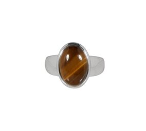 Zilveren ring tijgeroog maat 17 1/2 | ovaal 1,3 x 0,9 cm Zilveren ring tijgeroog maat 17 1/2 | ovaal 1,3 x 0,9 cm
