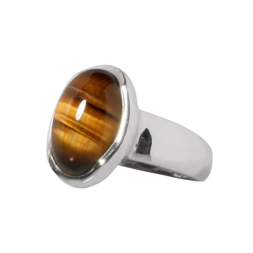 Zilveren ring tijgeroog maat 16 1/2 | ovaal 1,3 x 0,9 cm Zilveren ring tijgeroog maat 16 1/2 | ovaal 1,3 x 0,9 cm
