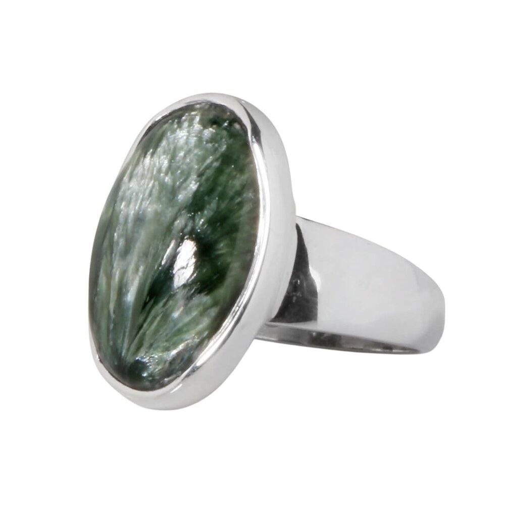 Zilveren ring serafiniet maat 19 | ovaal 2,1 x 1,5 cm Zilveren ring serafiniet maat 19 | ovaal 2,1 x 1,5 cm