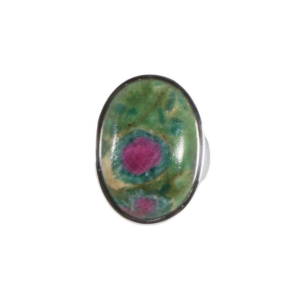 Zilveren ring robijn in fuchsiet maat 18 | ovaal 2,3 x 1,6 cm Zilveren ring robijn in fuchsiet maat 18 | ovaal 2,3 x 1,6 cm
