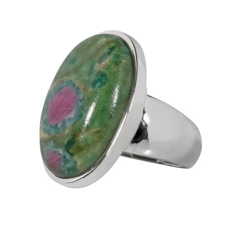 Zilveren ring robijn in fuchsiet maat 18 | ovaal 2,3 x 1,6 cm Zilveren ring robijn in fuchsiet maat 18 | ovaal 2,3 x 1,6 cm