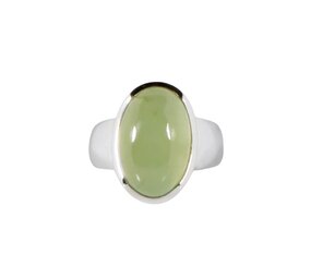 Zilveren ring prehniet maat 18 | ovaal 1,6 x 1,1 cm Zilveren ring prehniet maat 18 | ovaal 1,6 x 1,1 cm