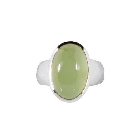 Zilveren ring prehniet maat 18 | ovaal 1,6 x 1,1 cm Zilveren ring prehniet maat 18 | ovaal 1,6 x 1,1 cm