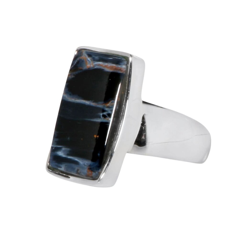 Zilveren ring pietersiet (blauw) maat 19 1/2 | rechthoek 2 x 1,2 cm Zilveren ring pietersiet (blauw) maat 19 1/2 | rechthoek 2 x 1,2 cm