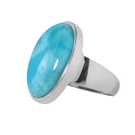 Zilveren ring larimar maat 17 | ovaal 2,2 x 1,7 cm