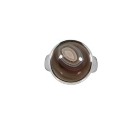 Zilveren ring agaat (Botswana) maat 17 1/2 | rond  1,4 cm