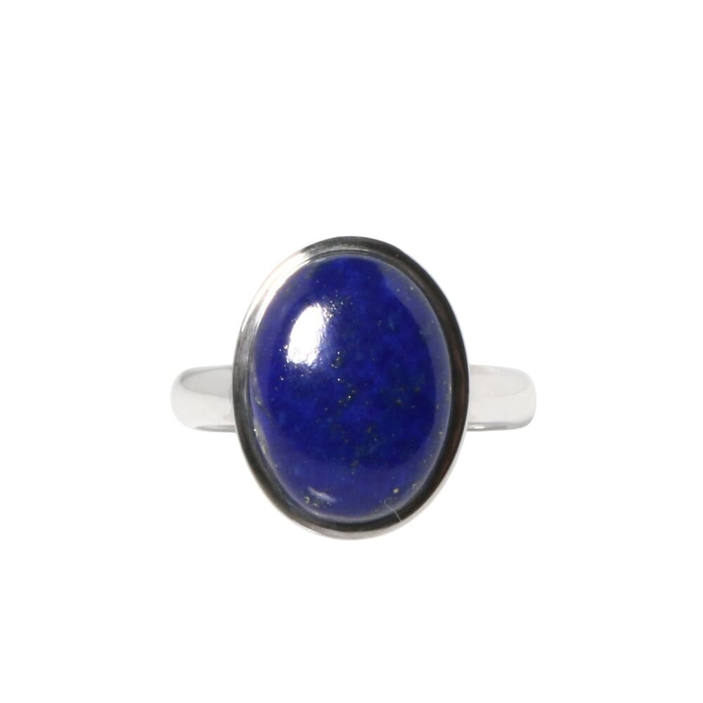 Zilveren ring lapis lazuli maat 18 1/2 | ovaal 1,6 x 1,2 cm
