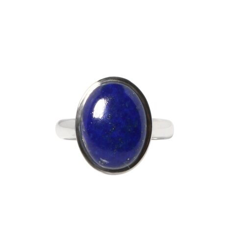Zilveren ring lapis lazuli maat 18 1/2 | ovaal 1,6 x 1,2 cm
