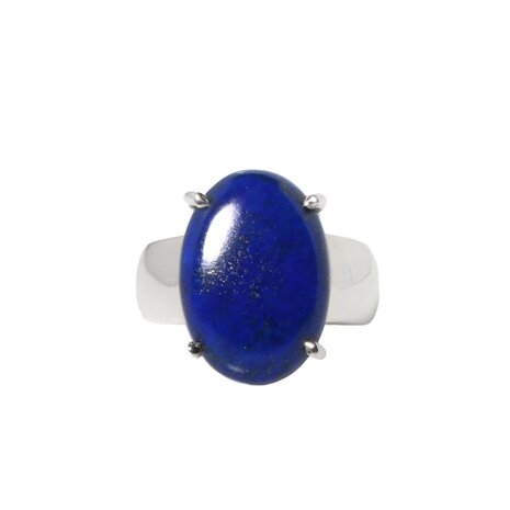 Zilveren ring lapis lazuli maat 17 1/2 | ovaal gezet 1,8 x 1,3 cm