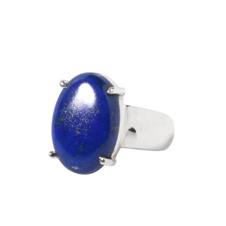 Zilveren ring lapis lazuli maat 17 1/2 | ovaal gezet 1,8 x 1,3 cm