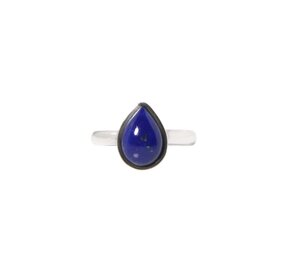 Zilveren ring lapis lazuli maat 17 1/2 | druppel 1,1 x 0,7 cm