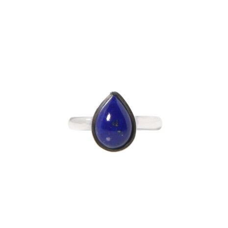 Zilveren ring lapis lazuli maat 17 1/2 | druppel 1,1 x 0,7 cm
