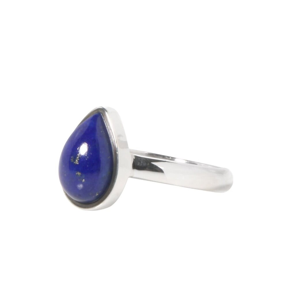 Zilveren ring lapis lazuli maat 17 1/2 | druppel 1,1 x 0,7 cm