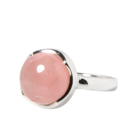 Zilveren ring rozenkwarts maat 19 1/2 | rond 1,2 cm Zilveren ring rozenkwarts maat 19 1/2 | rond 1,2 cm