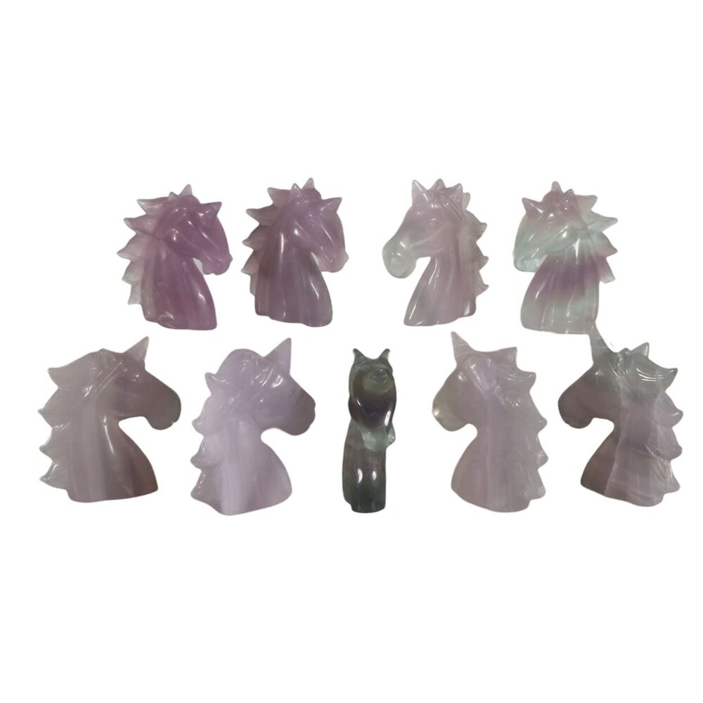 Fluoriet eenhoorn 7 x 6 x 2 cm